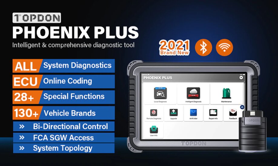 Topdon Phoenix Plus Car Diagnostic Tool ECU Coding OBD2 Scanner